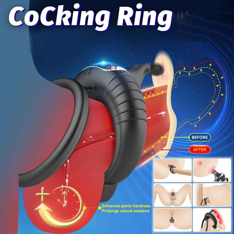 Vibrating Cock Penis Ring Male Sex Toys with Clitoral Stimulate Delay Erection Silicone Dick Ring Vibrator with Vibration