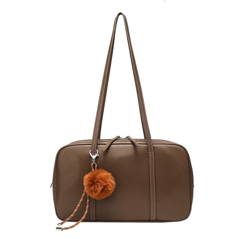 Genuine Leather Boston Bag Pillow North American College Style 2025 Commuter One-shoulder Underarm Cowhide Women's