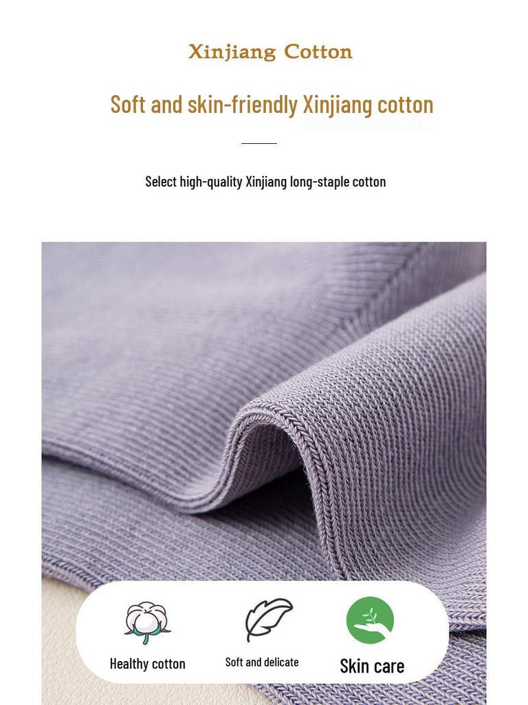 Girls’ Boneless Cotton Mid-Calf Socks - Breathable, Deodorant, Spring/Autumn Style