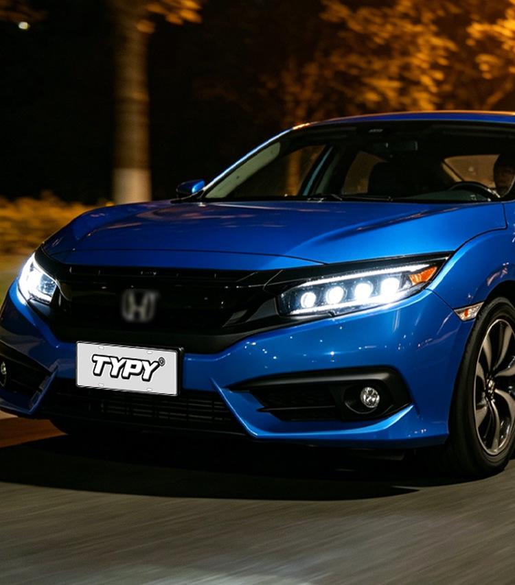 Compatible LED Projector Headlights with DRL and Flowing Turn Signals for 2016–2021 10th Gen Civic.