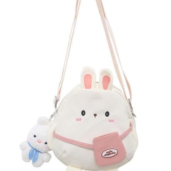 Sommer Süße Handy Tasche Japanische Leinwand Umhängetasche Damen Kleine Frische Mädchen Mini Cartoon Hase Umhängetasche