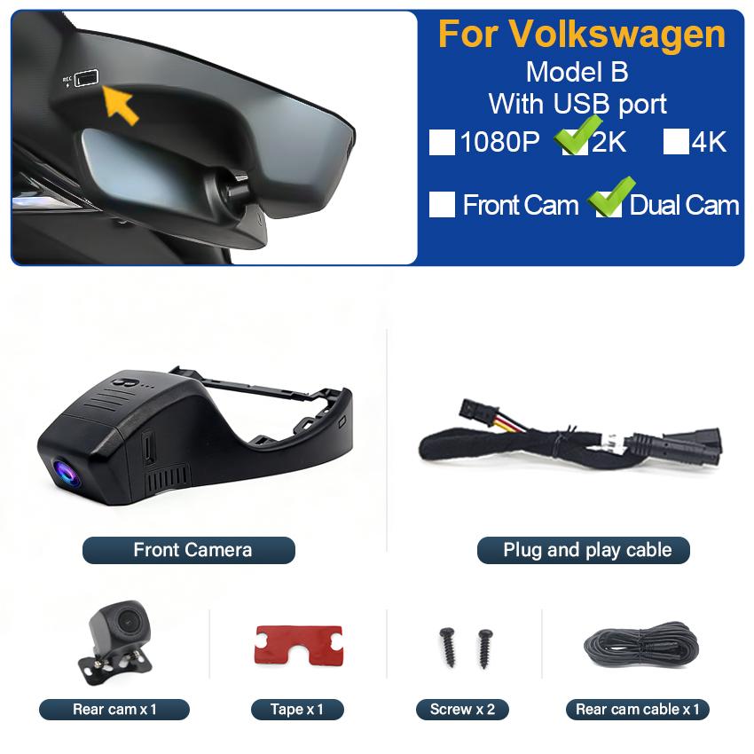 Plug and play DashCam For Volkswagen VW id4 id6 id5 ID.4 ID.5 ID.6 id 4 5 6 Dash Cam Camera UHD Car Dvr Recorder Easy Install