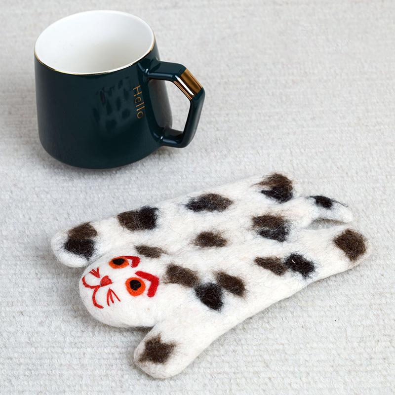 1 ks Podložka pod sklenici Ručně vyrobená Zvířecí prostírání Dekorace na kuchyňský stůl Podložka pod hrnek na kávu Roztomilá Vlněná plsť Vánoční dárek Dekorace na stůl