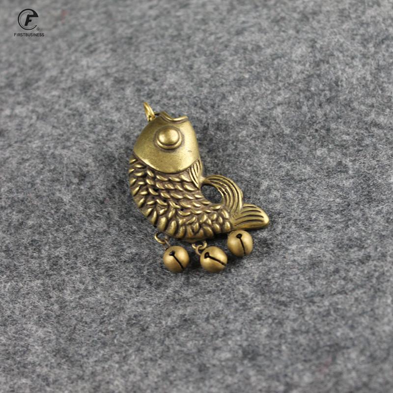 Copper Carp Bell Small Ornaments Desk Christmas Gift Decorations Retro Brass Keychain Pendants Feng Shui Home Decor Living Room