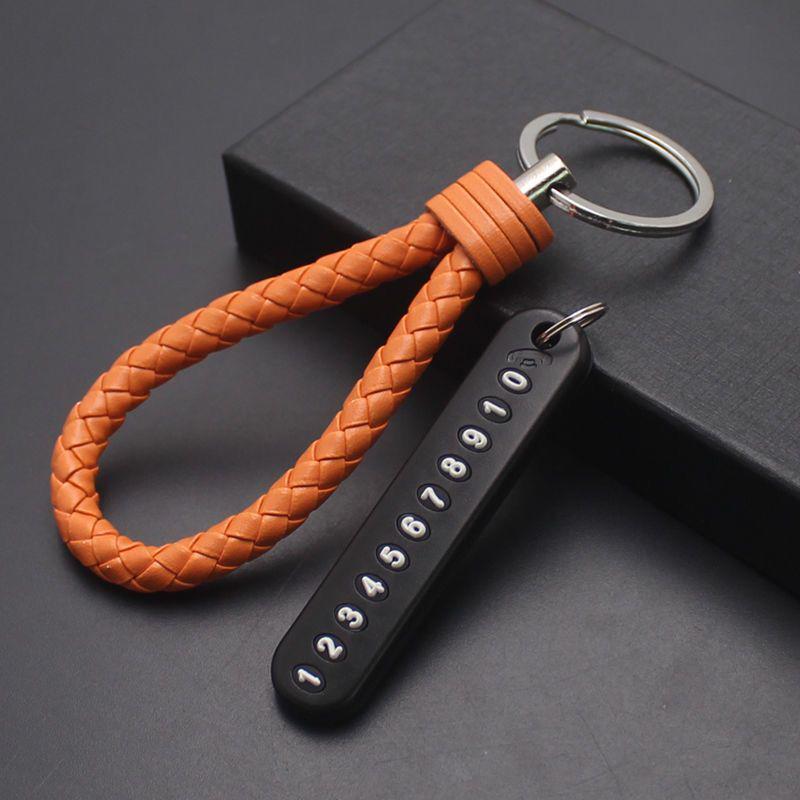 Handmade Braided Leather Car Keychain: PU Leather Pendant for Men & Women