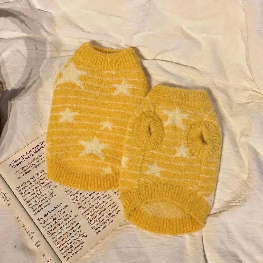 Gemütlicher gestreifter Kunstmink-Pullover für kleine/mittelgroße Hunde & Katzen - Herbst/Winter Haustierbekleidung