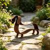 Dackel Gartenfiguren Rustikale Metallskulptur, Minimalistische Linienkunst Eisen Hundestatue, Vintage Kleintierfiguren Wiener Tischfigur