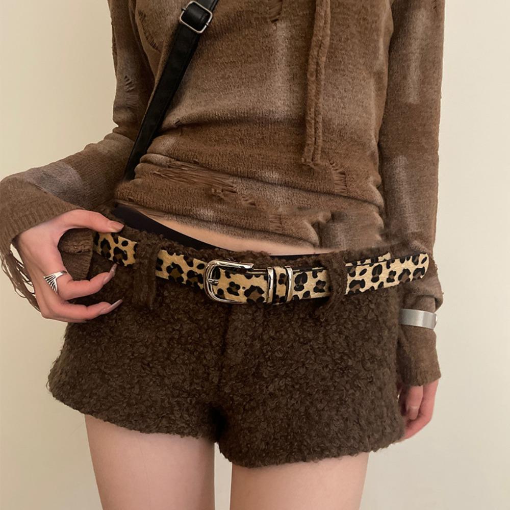 Punk Style Leopard Print Belt Designer Women's Waist Belt Daily Rivet Waist Belt  Streetwear