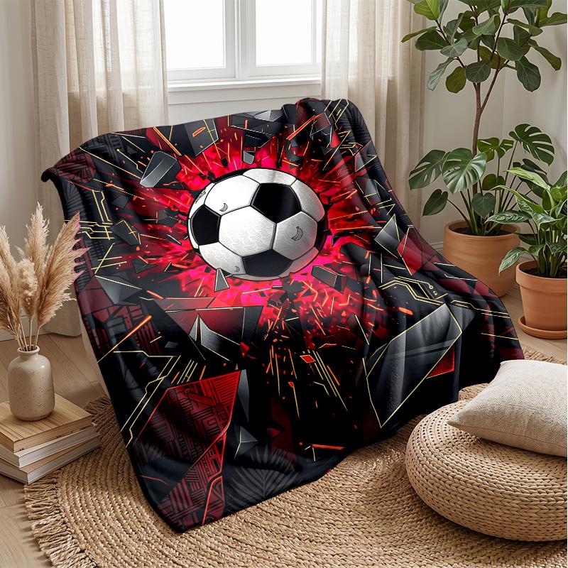 Soccer Ball Breaks Through Pattern Theme blanket Lightweight Warm Flannel Blanket Decorative Throw Blanket for Home Decoration