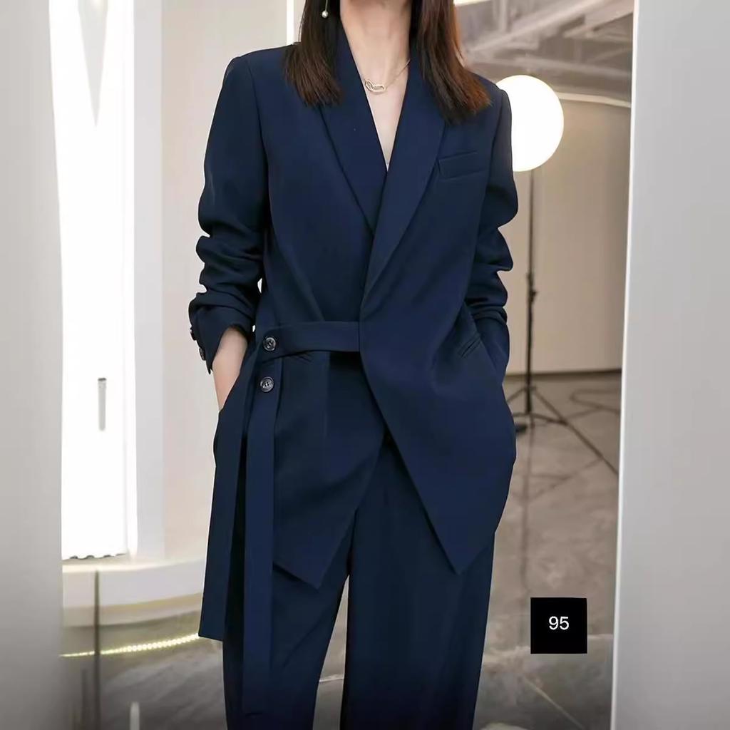 Dámské jarní a podzimní ležérní sako, odpovídající sada, korejské elegantní volné saka, široké kalhoty, dvoudílné dámské oblečení