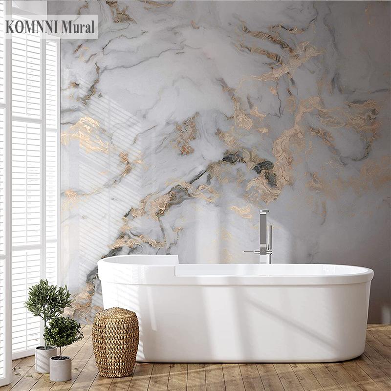 Umělecká tapeta Zlatá mramorová tapeta Bílá Šedá Smoke Jednoduchá Slupovací a nalepovací nástěnná malba pro obývací pokoj, ložnici, kancelář Home Decor Tapeta