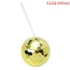 600ml Kreative Discokugel Becher mit Deckel und Strohhalm Becher Cocktailbecher Glitzer Blitzkugel Becher für Party Nachtclub Bar Trinken