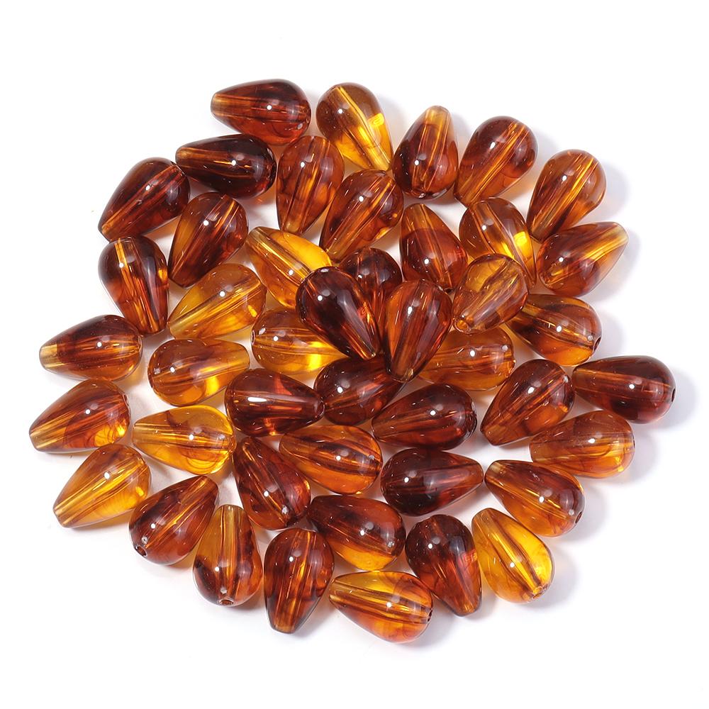 10-100pcs/lot Amber Color Acrylic Beads Oval Heart Pumpkin Shape Loose Spaced Beads For DIY Charms Bracelet Necklace Accessories