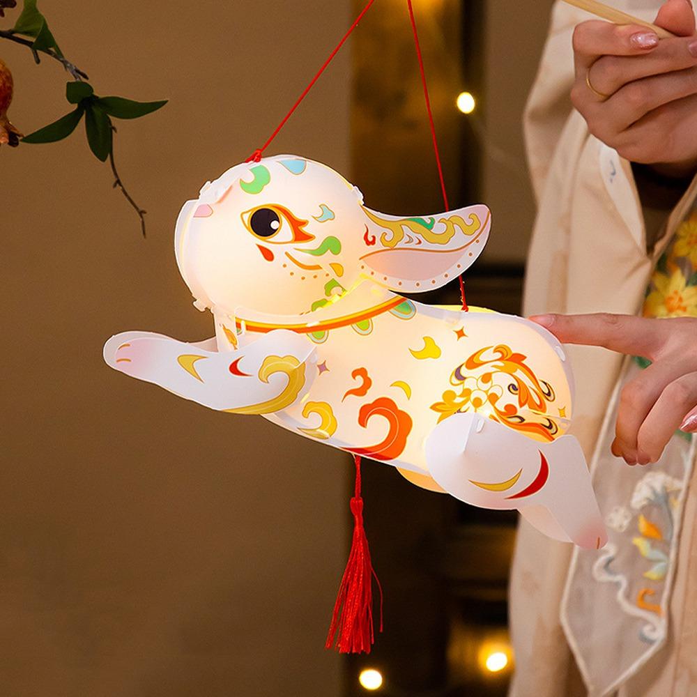 Chinese Style Flying Rabbit Lantern Glowing LED Lantern Toys Handheld Rabbit Lantern  Kindergarten