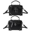 Women Shoulder Crossbody Bag Gothic Skull Crosses PU Leather Top Handle Handbag