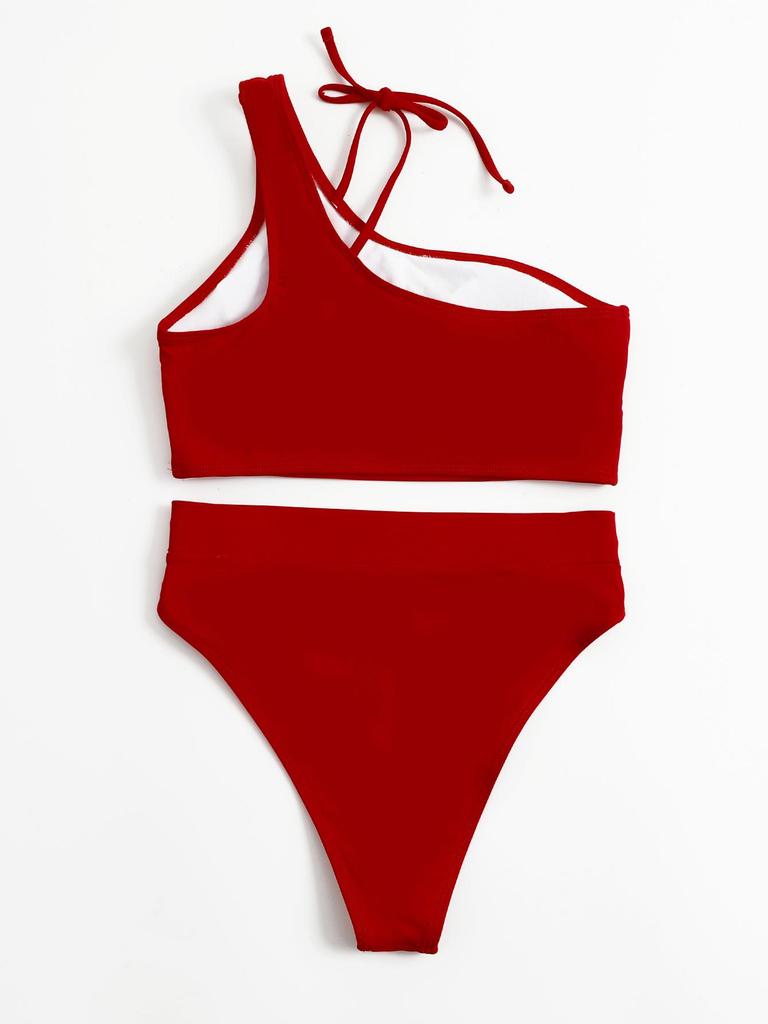 Women's Solid Color Sexy Cutout Split Swimsuit Bikini YW09