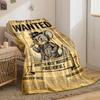 A "WANTED" poster featuring a cartoon mouse in a suit and hat. for all seasons blanket lunch break throw gift