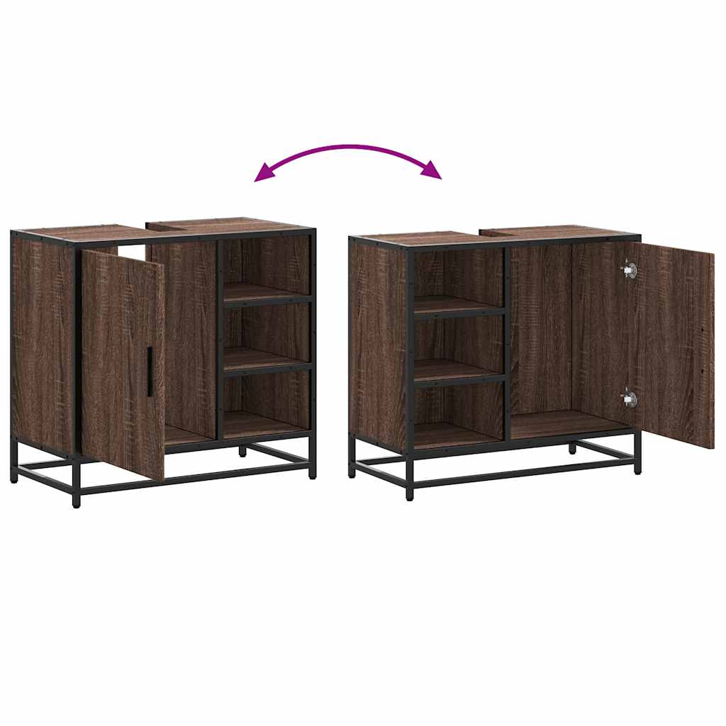 Bathroom Vanity Cabinet Brown Oak Effect 65 X 33 X 60 Cm