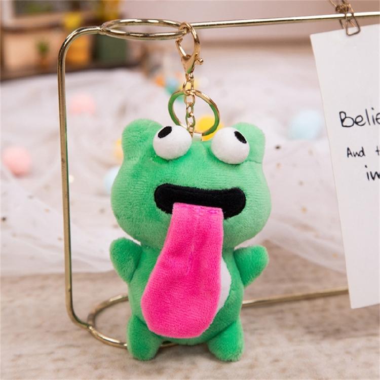 Backpack Charm Plush Keychains Sticking Out Tongue Frog Magnetic Attraction Toy