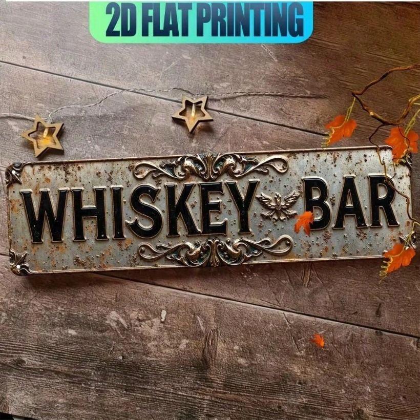 Vintage Metal Tin Sign Whiskey Bar Wall Decor