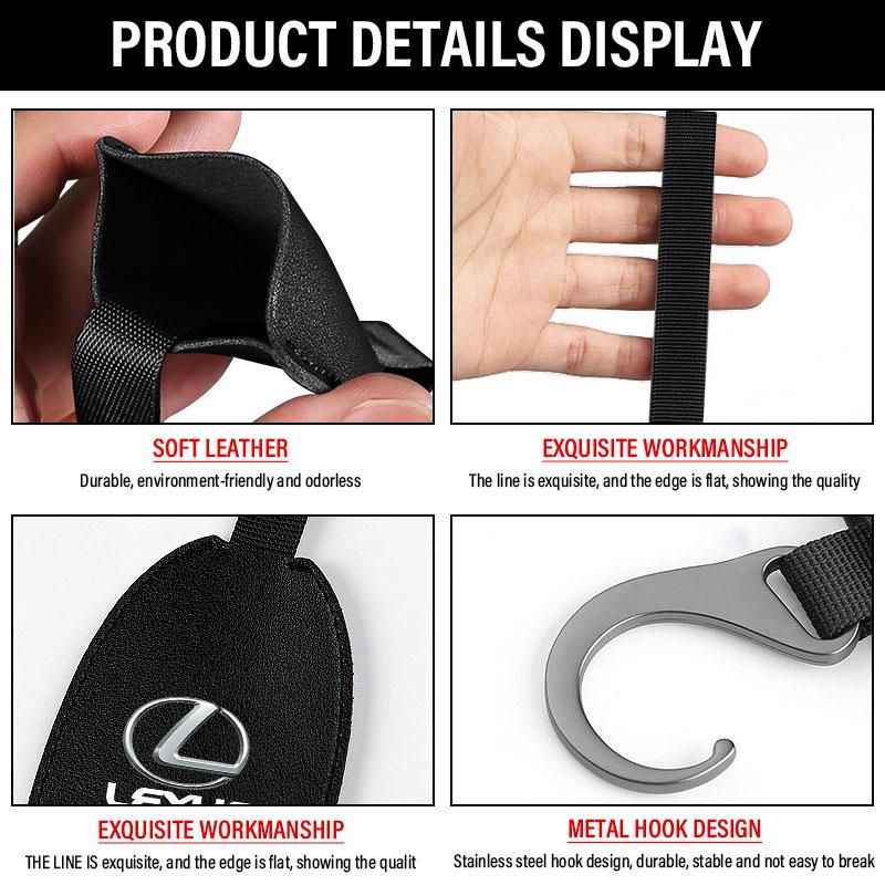 2pcs Leather Car Seat Back Hooks Portable Hanging Bag Rack For Lexus ES300 RX330 RX300 GS300 IS250 IS200 CT200h NX RX