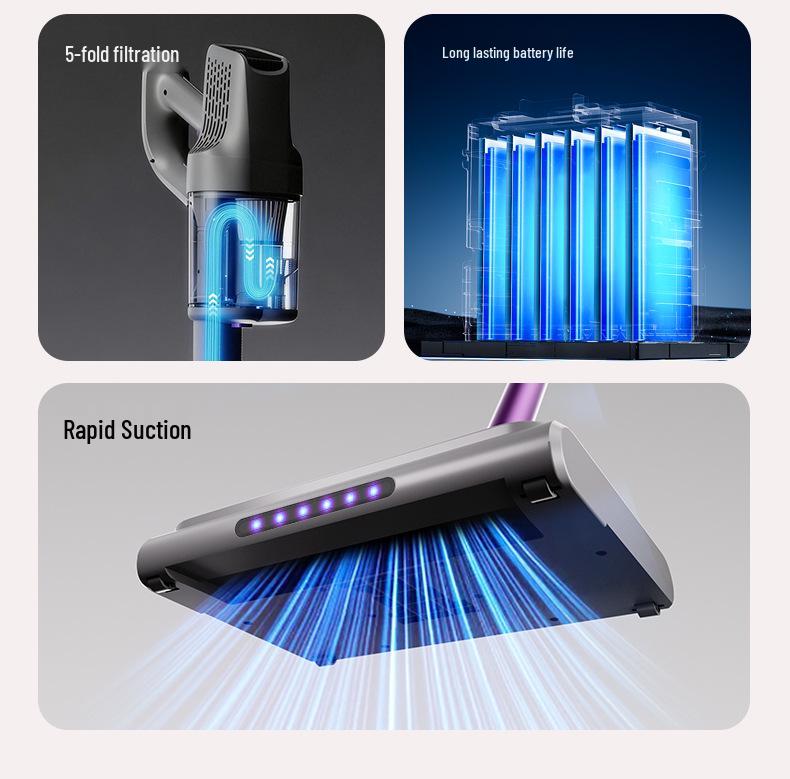 Ultra-Quiet Handheld Wireless Vacuum & Mop Combo - Powerful Suction for Carpets