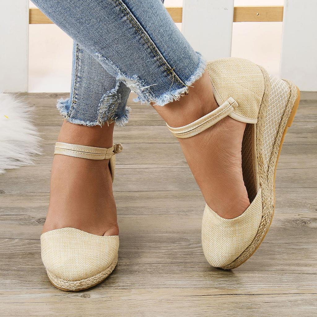 Fancy Sandals For Women Flat Women Platform Wedge Sandals Fashion Versatile Braided Buckle Sandals For Women Size 12 Tacones