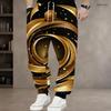 Men Plus Size Floral Printed Drawstring Waist Side Pockets Jogger Pants Cuffed Ankle Trousers