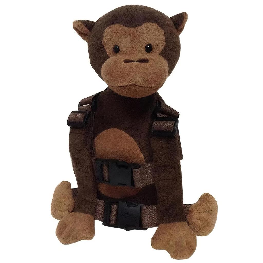 Zaino-imbracatura di sicurezza a forma di scimmia in peluche con cinghie regolabili e guinzaglio staccabile per la sicurezza e il comfort dei bambini durante le attività all'aperto