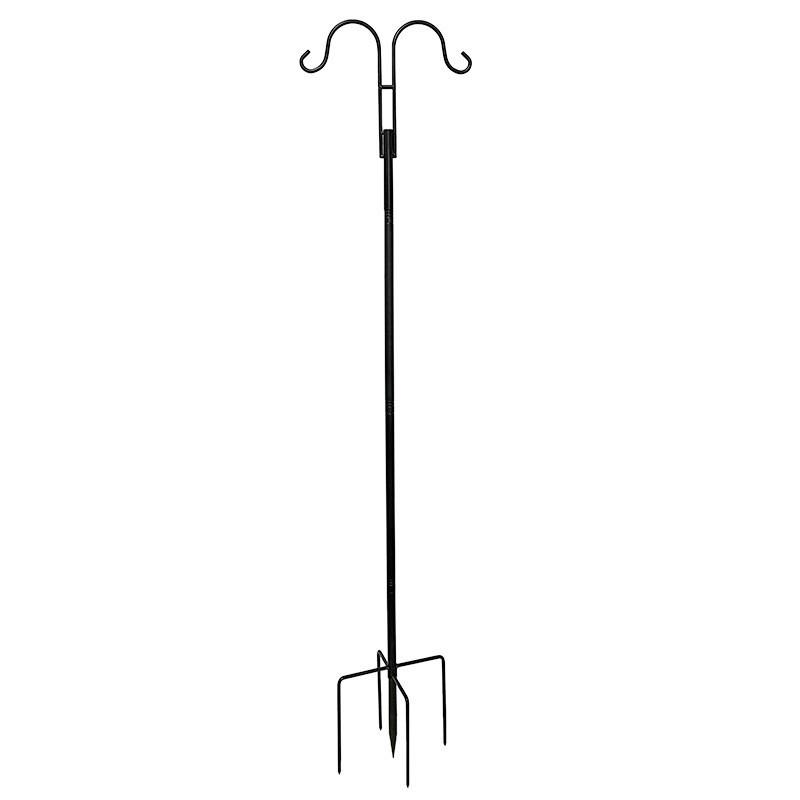 Double Wrought Iron Shepherd's Hook for Outdoor Gardens and Courtyards
