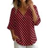 Women's Vintage Floral Print V-Neck T-Shirt - Loose Fit Short Sleeve Blouse, Faux Cotton-Linen Fabric