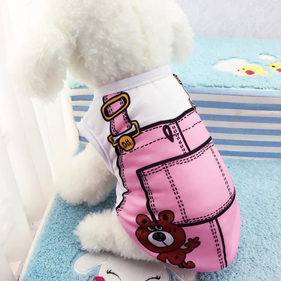 Pet Suspenders Cartoon Print Design Sweat Absorption Cotton Dog Casual Clothes for Dog