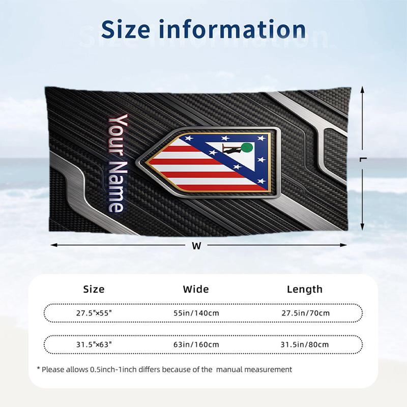 Beach Towel Custom Name Text, Quick Dry Large Towel For Beach HomeAtletico Madrid