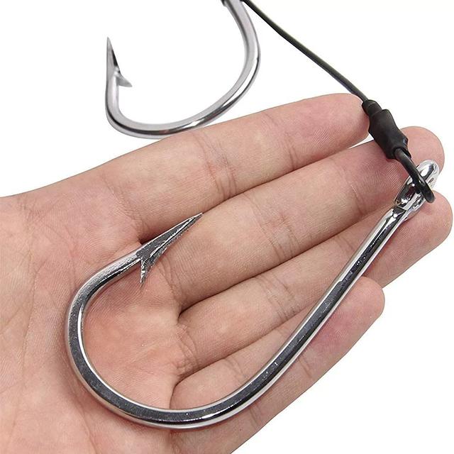Shark Rigs 7691 Stainless Steel Fishing Hook 400LB Double Drop Rig Shark Rigs for Big Games 5/0 6/0 8/0 10/0 12/0 (Black,5/0#) чёрный