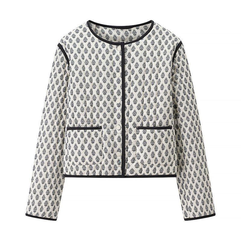 

Zbzr Осень Новая Женская одежда Западный стиль Мода Простой и Универсальный Принт Стеганая Длинный рукав Верхняя одежда 1269460 Picture Color L