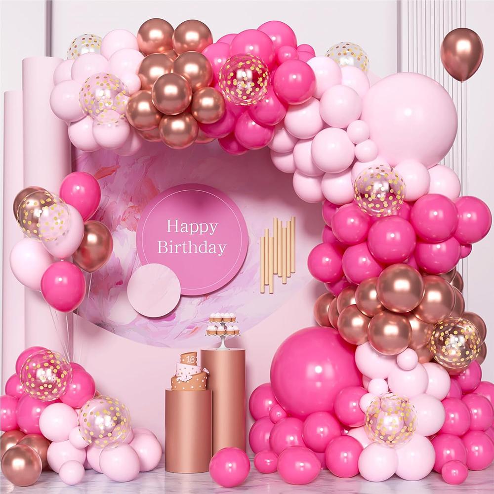 Rose Pink Balloons Garland Pink Rose Gold Balloon Arch Kit Baby Shower Gender Reveal Birthday Party Wedding Valentine Day Decor