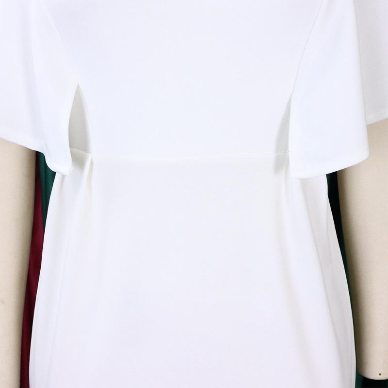 Women Solid High Waist Short Sleeve Pencil Bodycon Office Commute Dress