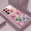 Bubble Pink Rose Glass Phone Case Suitable for Samsung Galaxy S26 S25 S24 S23 S22 S20 FE/Ultra/Plus Anti Drop Back Cover
