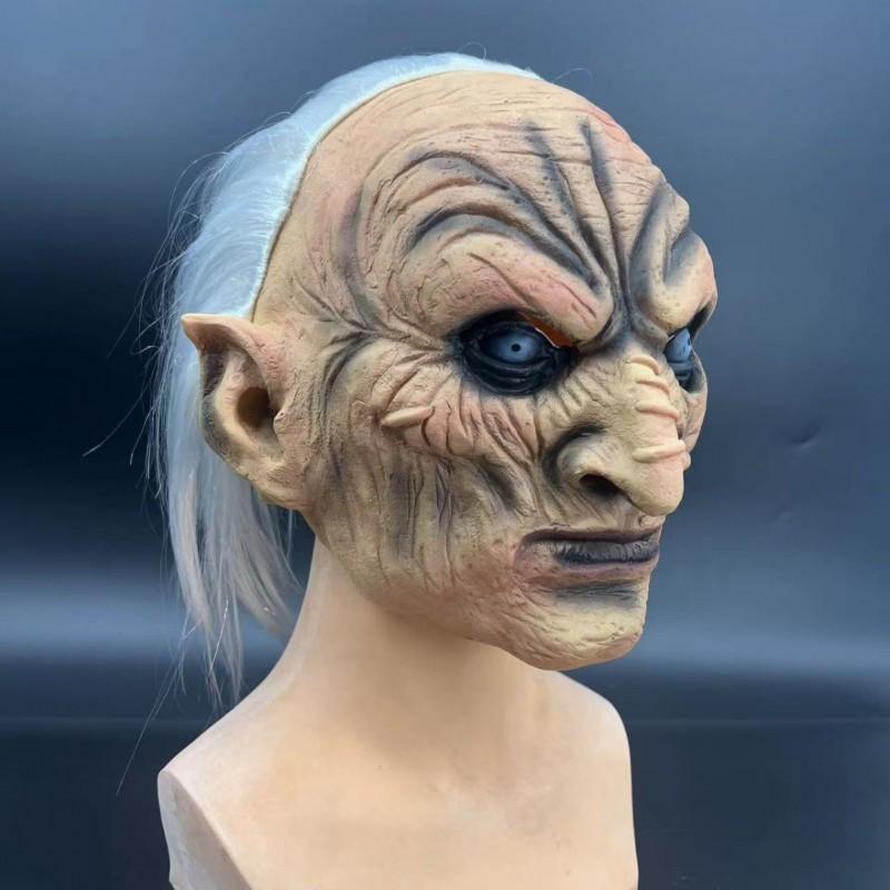 Gruselige Clownsmaske Weiße Haare Latex Halloween Cosplay Party Bühnenauftritt Spukhaus