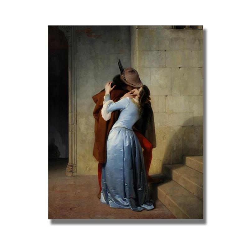 

Италия Франческо Хайес Kiss-Il Bacio Холст Картина Плакаты и принты Настенная картина для декора гостиной Cuadros 21x30cm No Frame