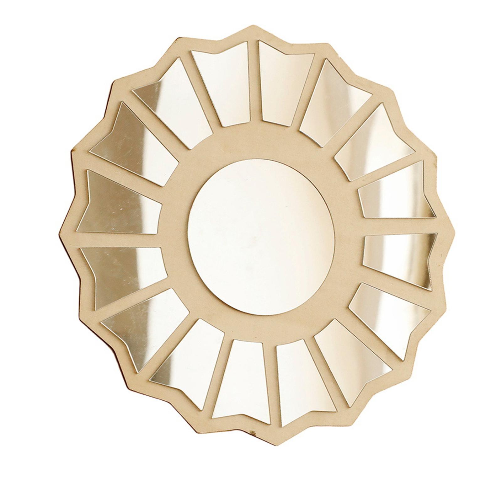 Modern Wood Frame Acrylic Decorative Mirror Wall Hanging Round Makeup Vanity Mirror for Living Room and Bedroom Decors 1