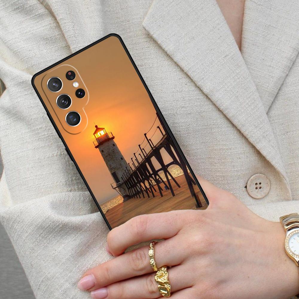 Abstract highway landscape lighthouse Cell Phone Case for Samsung Galaxy S26 Ultra S25 S24 S23 S22 S21 S20 Note10 Cover