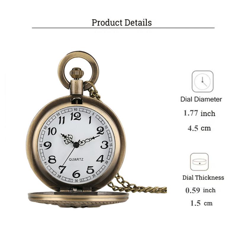 Vintage Bronze Navy Quartz Pocke with Necklace Chain Cool Pendant Clock Commemorative Collection Gift for Men Male Kids Watches