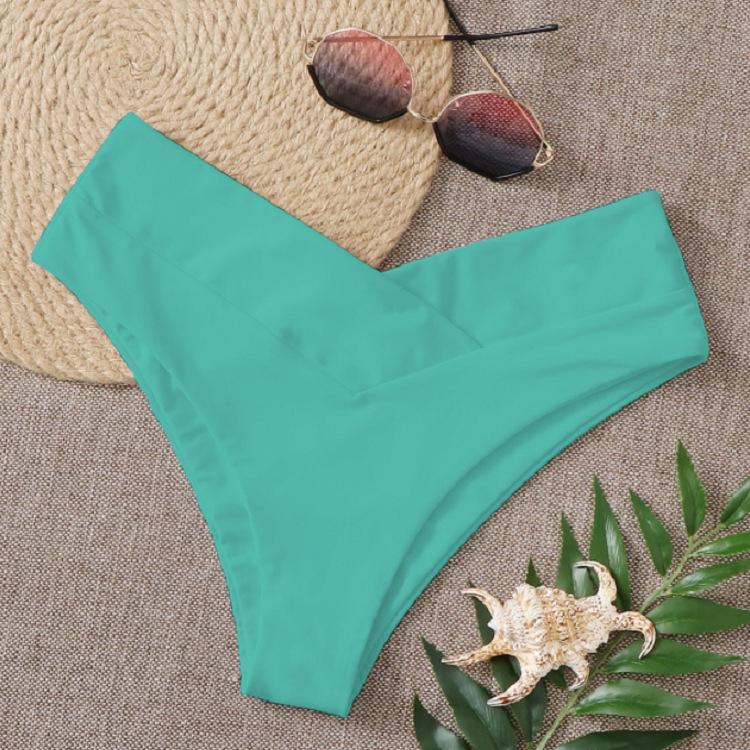 TS JYL-SW003 Solid High-Waist Bikini Bottom, Sexy Slim Fit Swimwear For Ladies