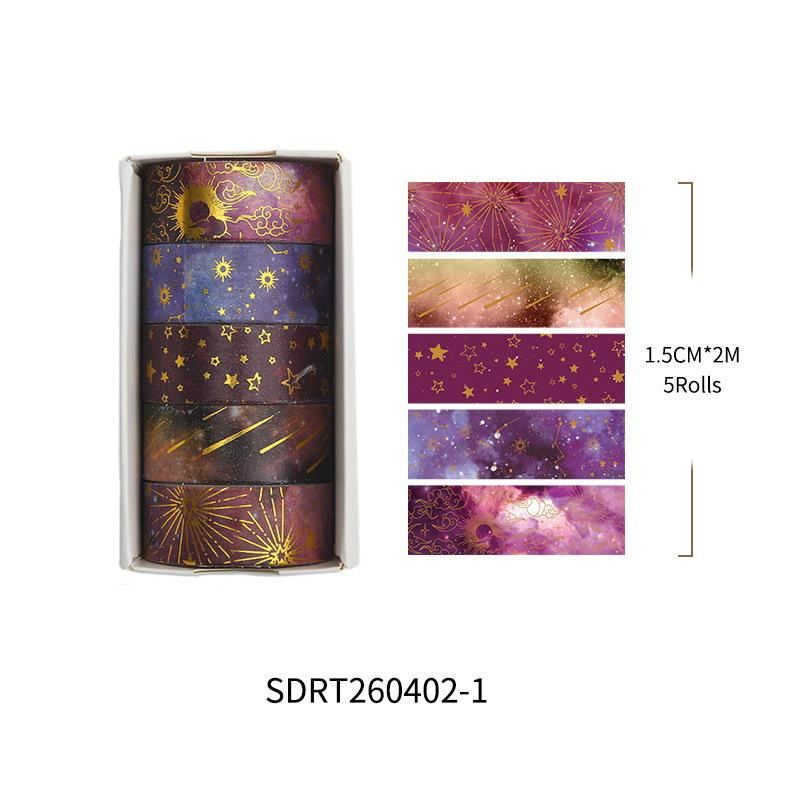 Sternenhimmel-Scheiben und Papierband Geheimnisvolle Sterne Mond Sonnenblume Diy Handgemachte Aufkleber Beliebtes Feuerwerksband