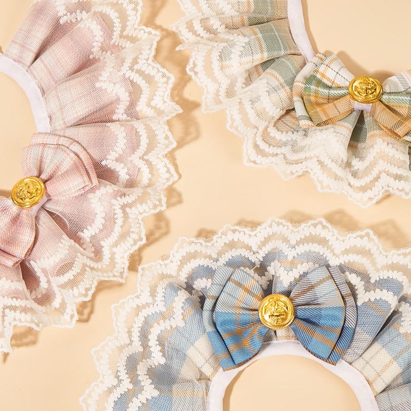 Christmas Pet Saliva Pocket Playful Cute Delicate Lace Bow Cat Collar Head Cover Cat Circle Small Dog Scarf