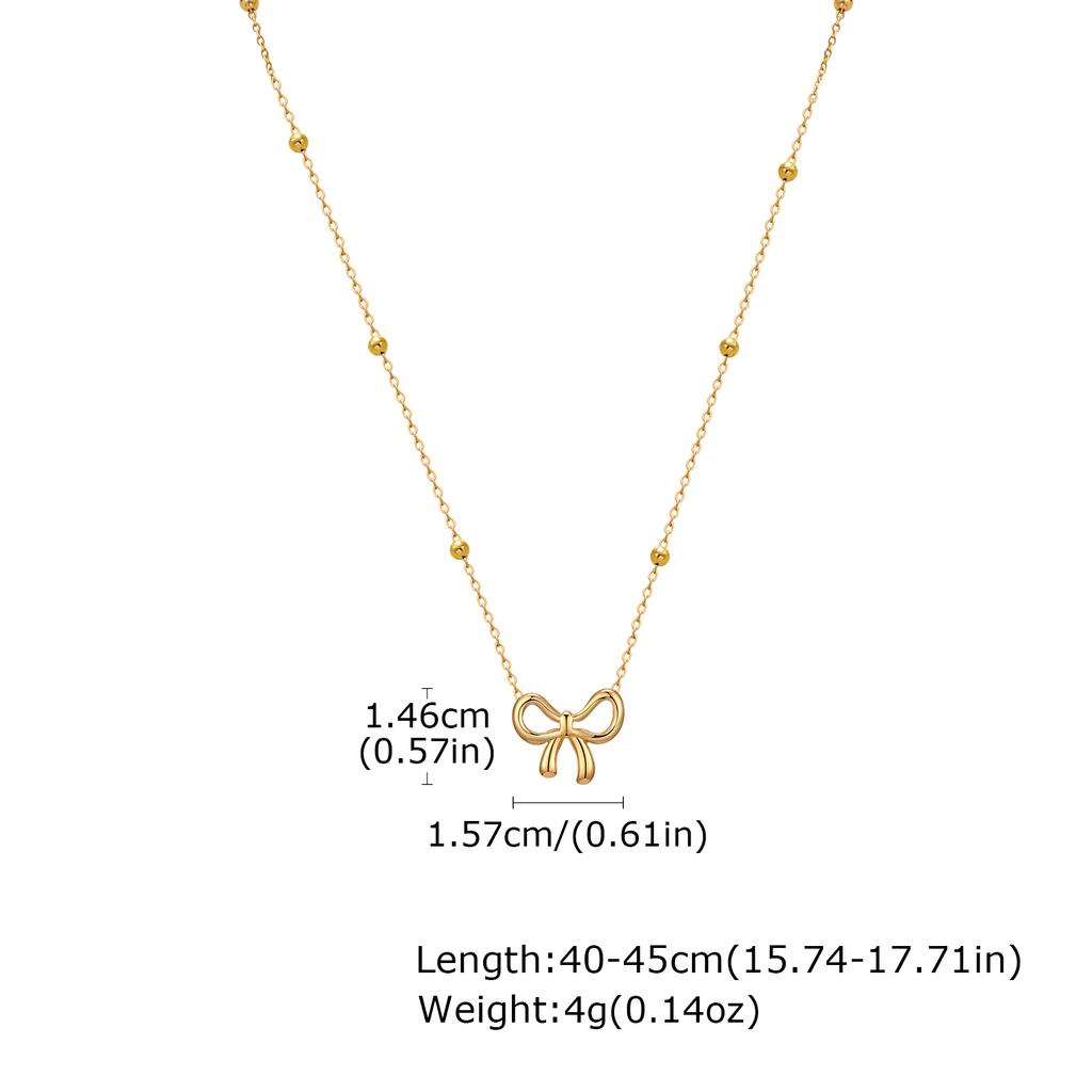 Elegant Double Layer Chain Bowknot Charms Necklace for Women, Stainless Steel Y-shaped Thin Link Necklace, Fashion Jewelry Gifts