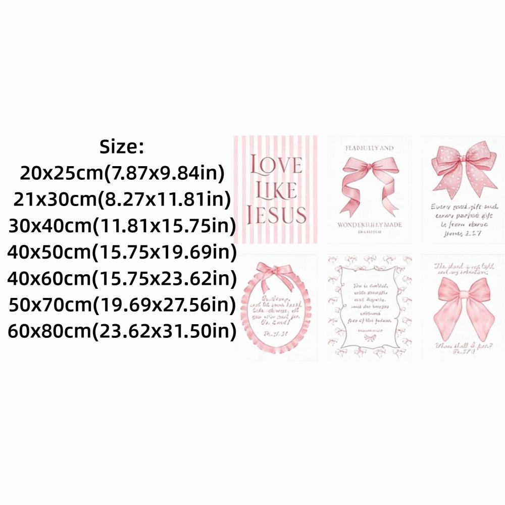 Without Frame Pink Bow Poster Decorative Painting No Frame Canvas Painting Inspirational Quote Canvas Print Girly Wall Art