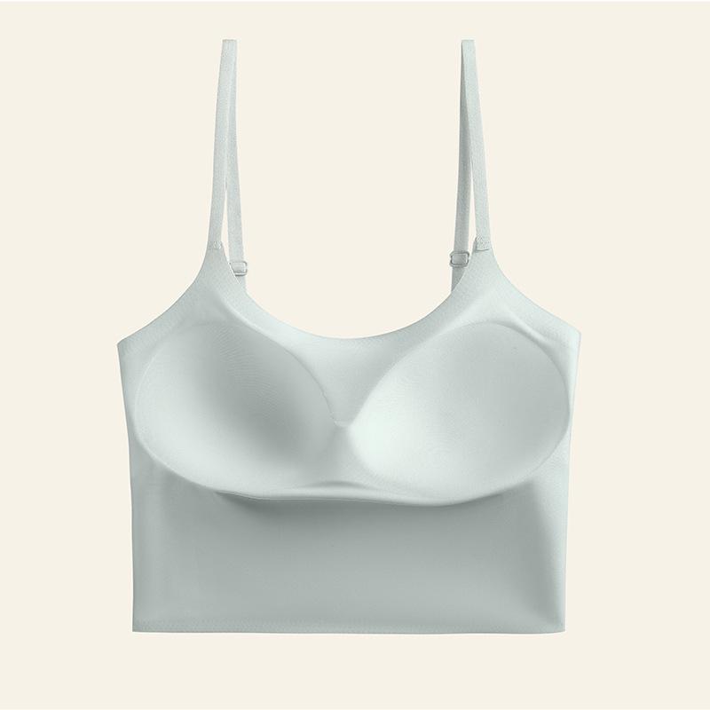 Seamless Ice Silk Spaghetti Strap Tank Top - Women's Slimming One-Piece with Beautiful Back Design