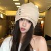 Women S Loose Fit Thin Slouch Beanie Button Detail Solid Color Hat